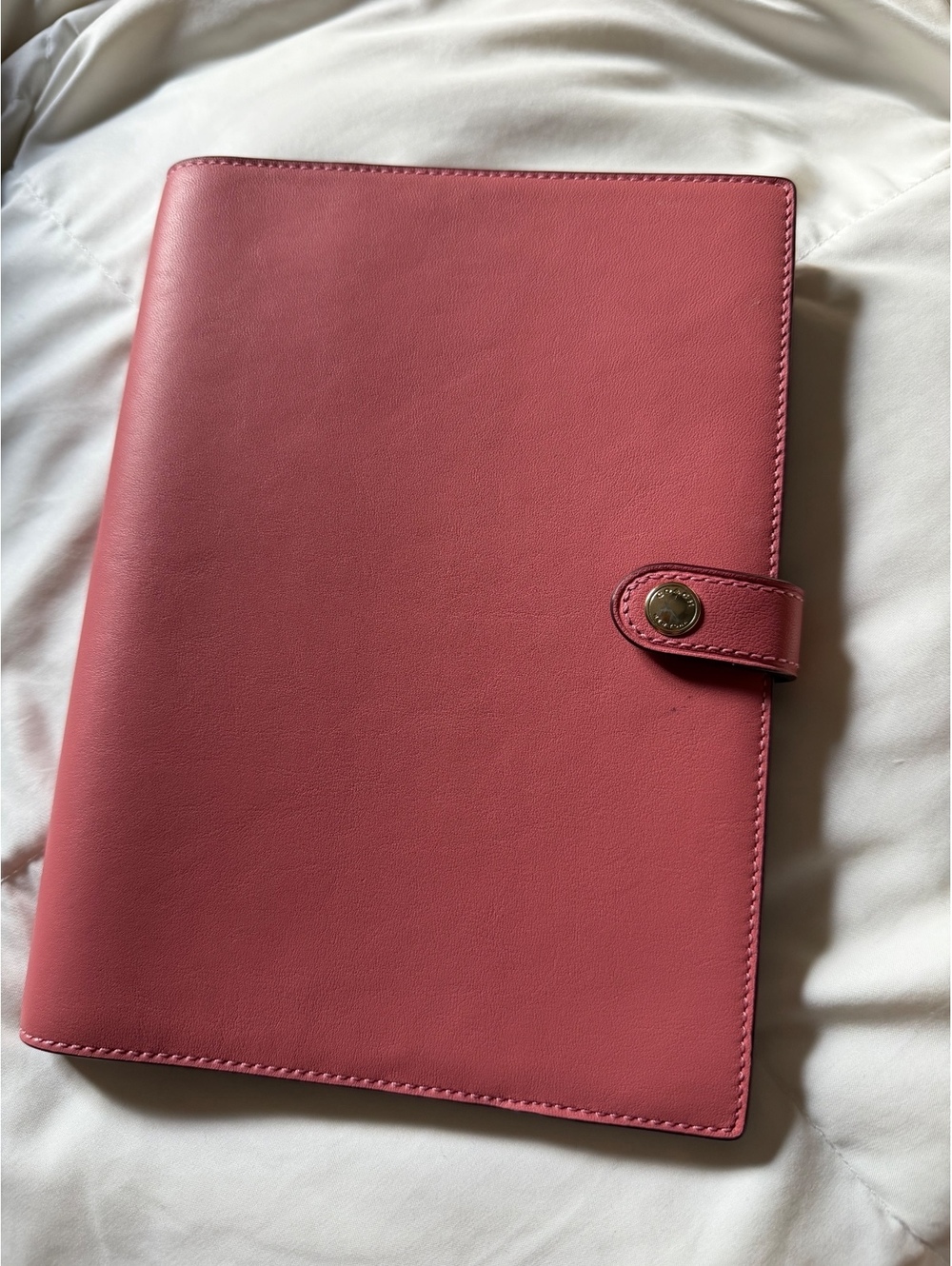 Coach Pink Leather Notebook Cover with Spiral Notebook
